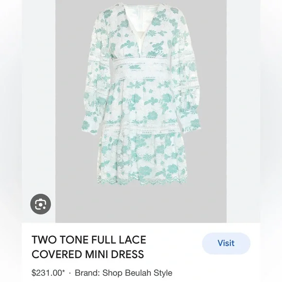 NWT! BEULAH green lace mini dress NWT! BEULAH green lace mini dress